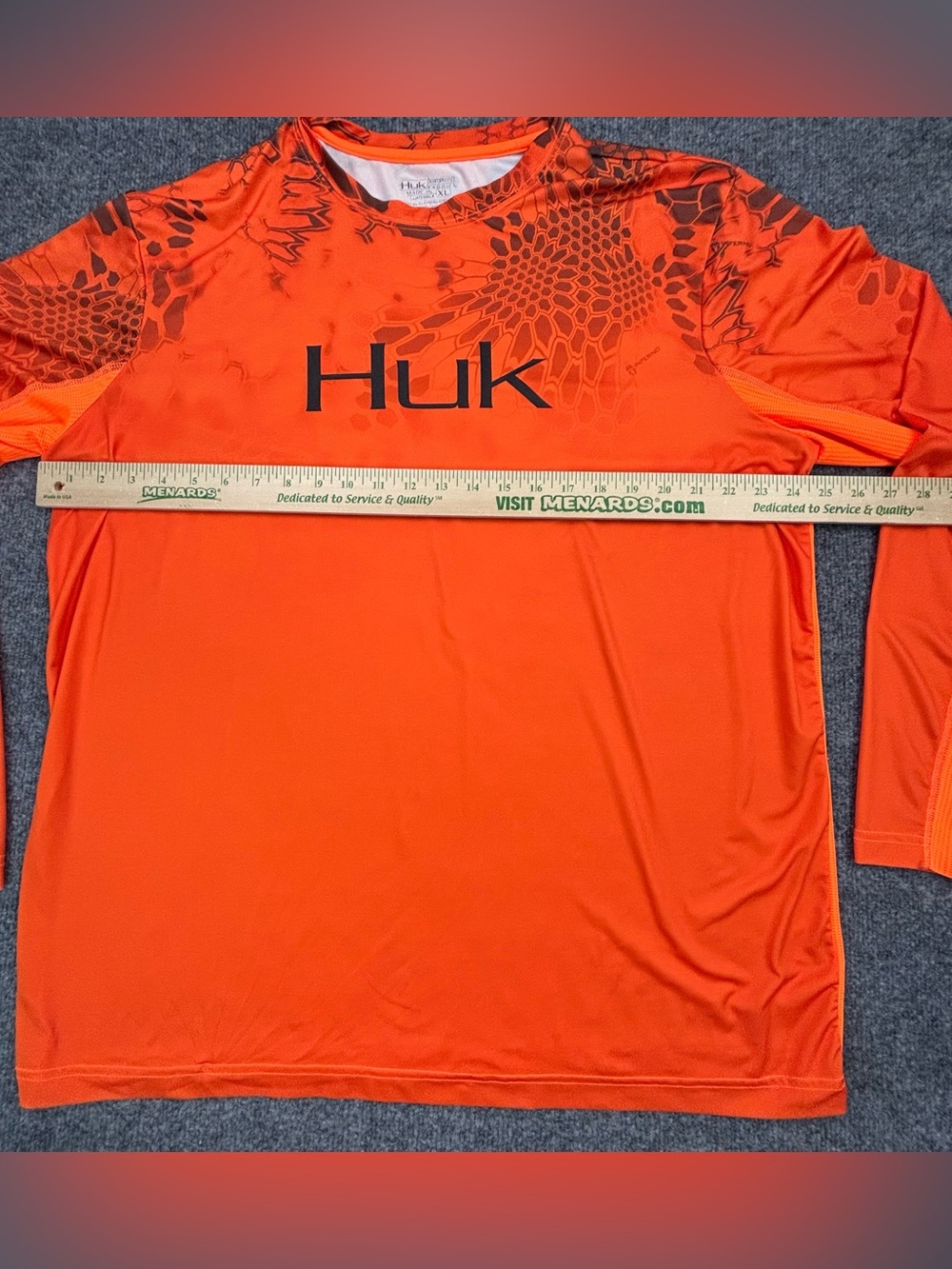 Huk Fishing Shirt Mens XL Orange Kryptek Camo Long Sleeve Performance UV Hunt - Picture 10 of 14